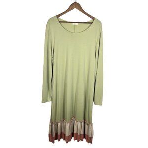 Realize Womens Midi Dress Long Sleeve Lagenlook Style Ruffled Tiers Plus Size 1X